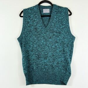 Le Tigre Sweater Vest Medium Teal Marled V-Neck Knit Retro Preppy Grandpa Core